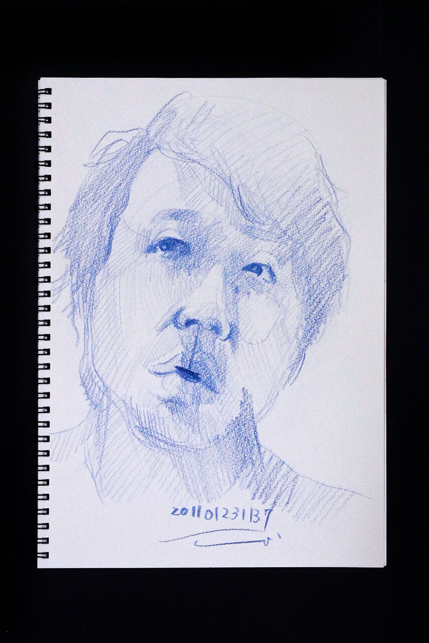Contemporary artist SHINTAKU Tomoni's 2011/1/23 Self-portrait or pencil drawing