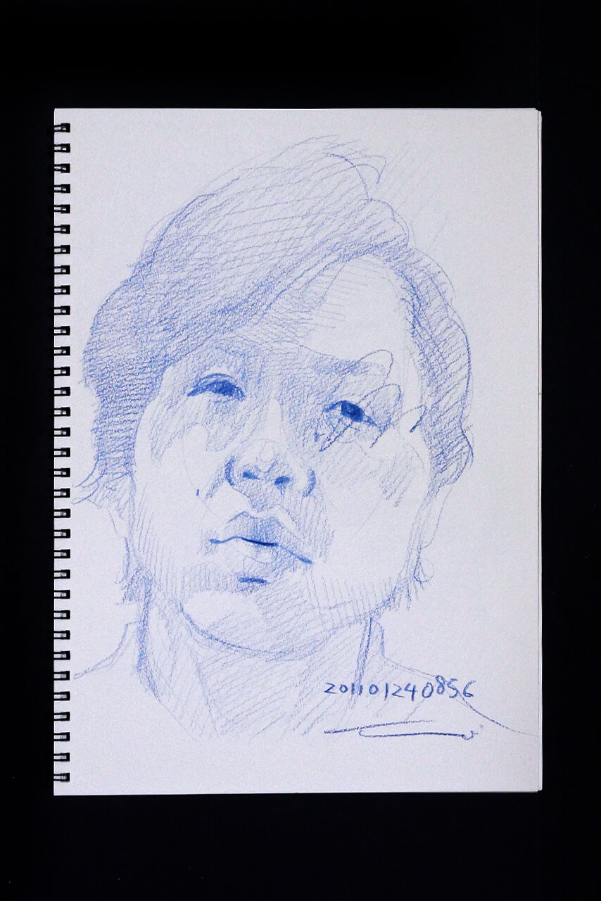 Contemporary artist SHINTAKU Tomoni's 2011/1/24 Self-portrait or pencil drawing