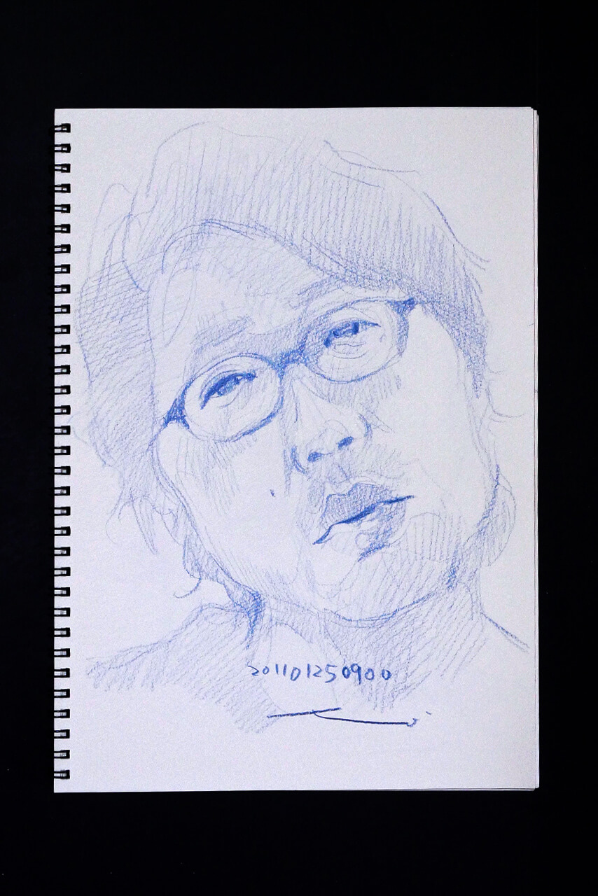 Contemporary artist SHINTAKU Tomoni's 2011/1/25 Self-portrait or pencil drawing