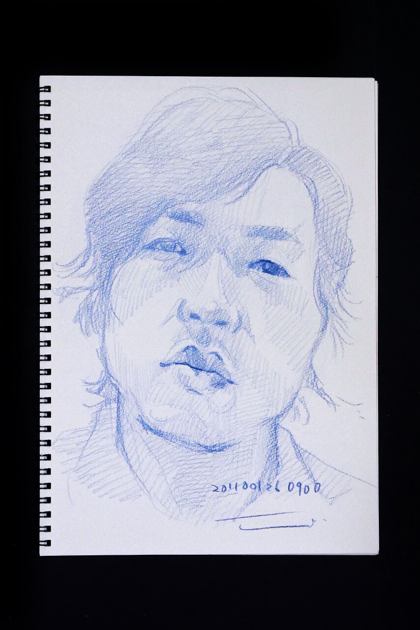 Contemporary artist SHINTAKU Tomoni's 2011/1/26 Self-portrait or pencil drawing