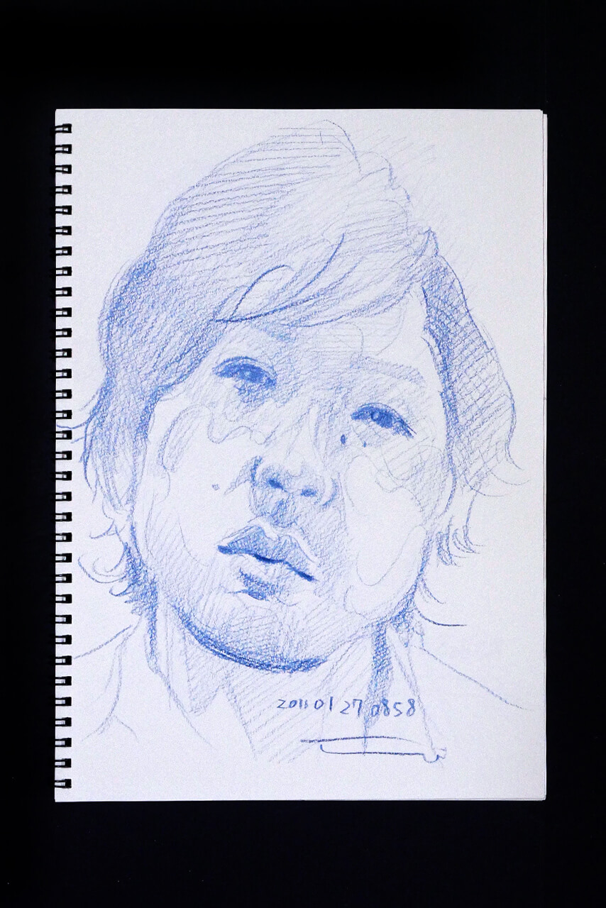 Contemporary artist SHINTAKU Tomoni's 2011/1/27 Self-portrait or pencil drawing