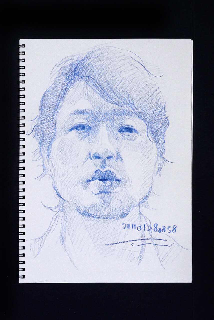 Contemporary artist SHINTAKU Tomoni's 2011/1/28 Self-portrait or pencil drawing