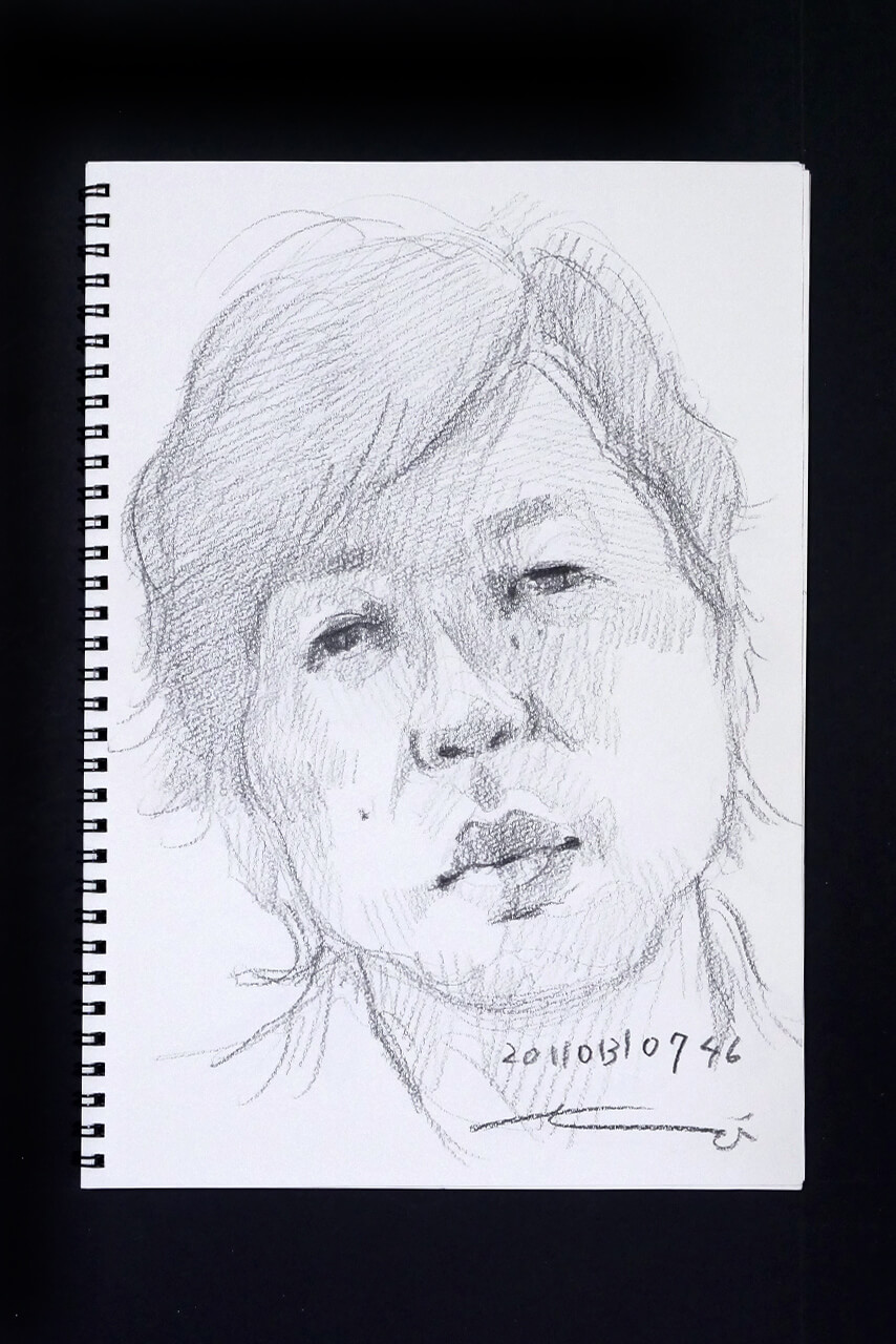Contemporary artist SHINTAKU Tomoni's 2011/1/31 Self-portrait or pencil drawing