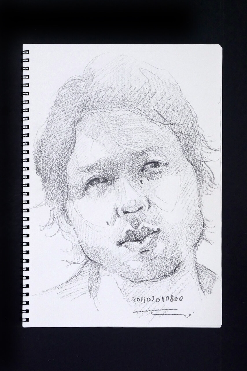 Contemporary artist SHINTAKU Tomoni's 2011/2/1 Self-portrait or pencil drawing