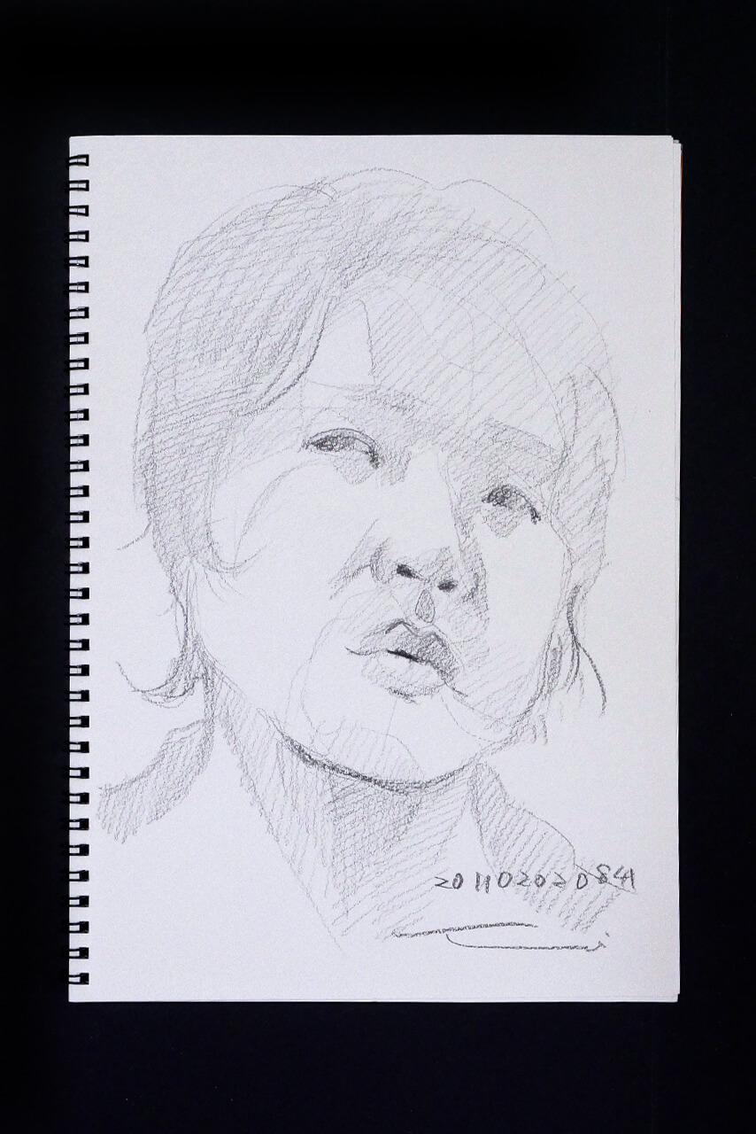 Contemporary artist SHINTAKU Tomoni's 2011/2/2 Self-portrait or pencil drawing