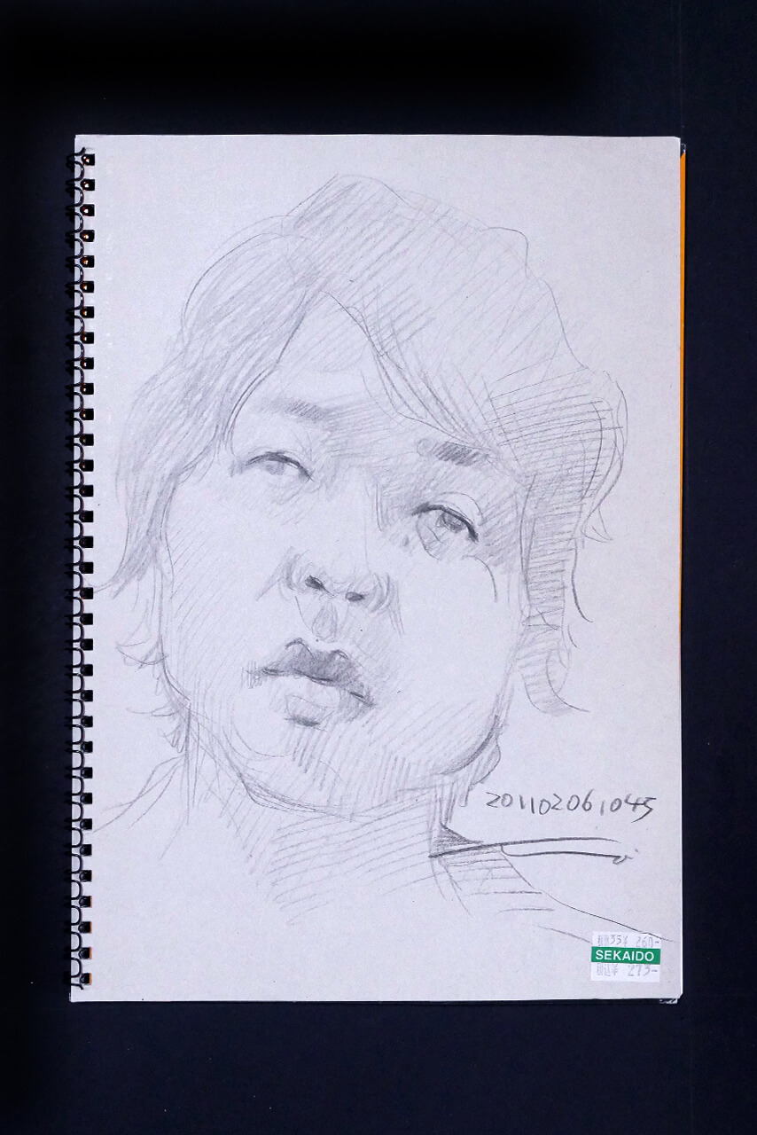 Contemporary artist SHINTAKU Tomoni's 2011/2/6 Self-portrait or pencil drawing
