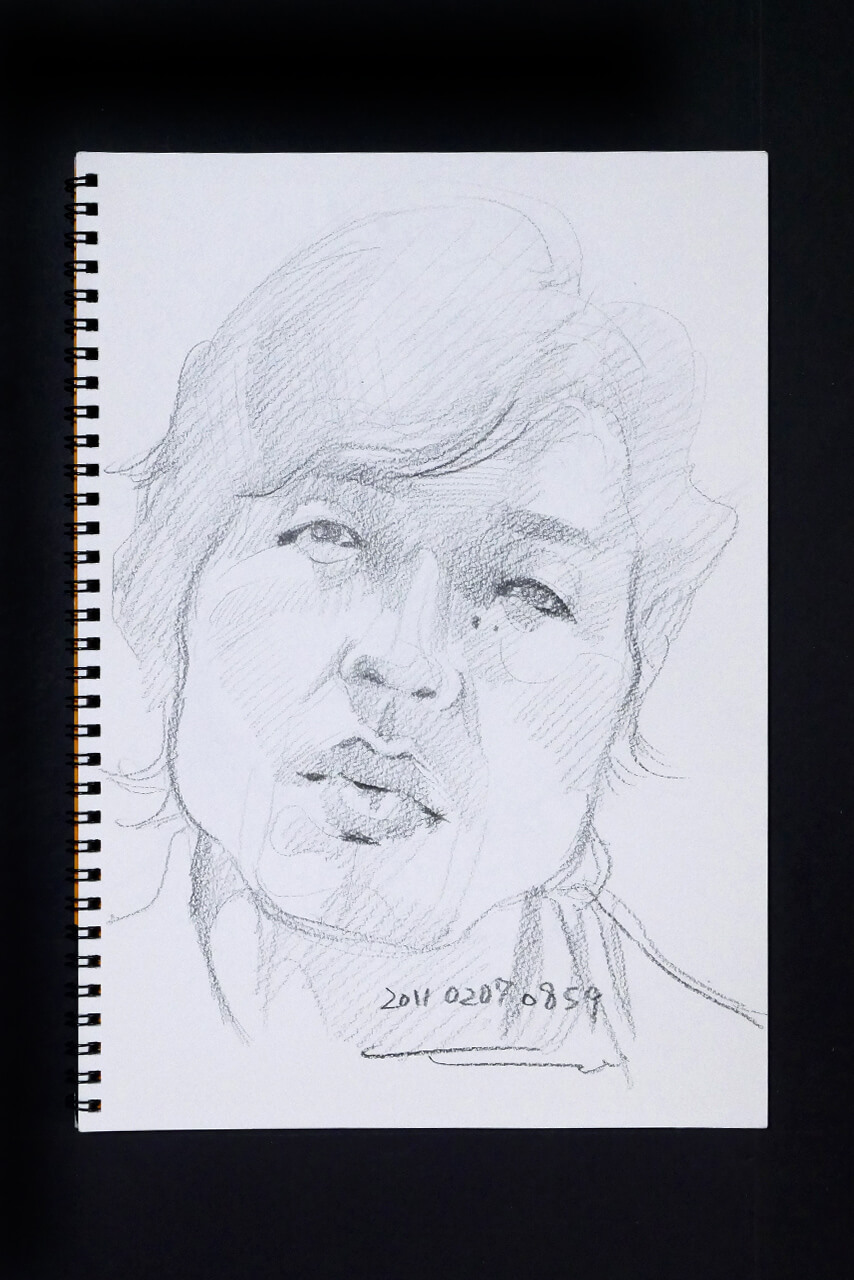 Contemporary artist SHINTAKU Tomoni's 2011/2/7 Self-portrait or pencil drawing