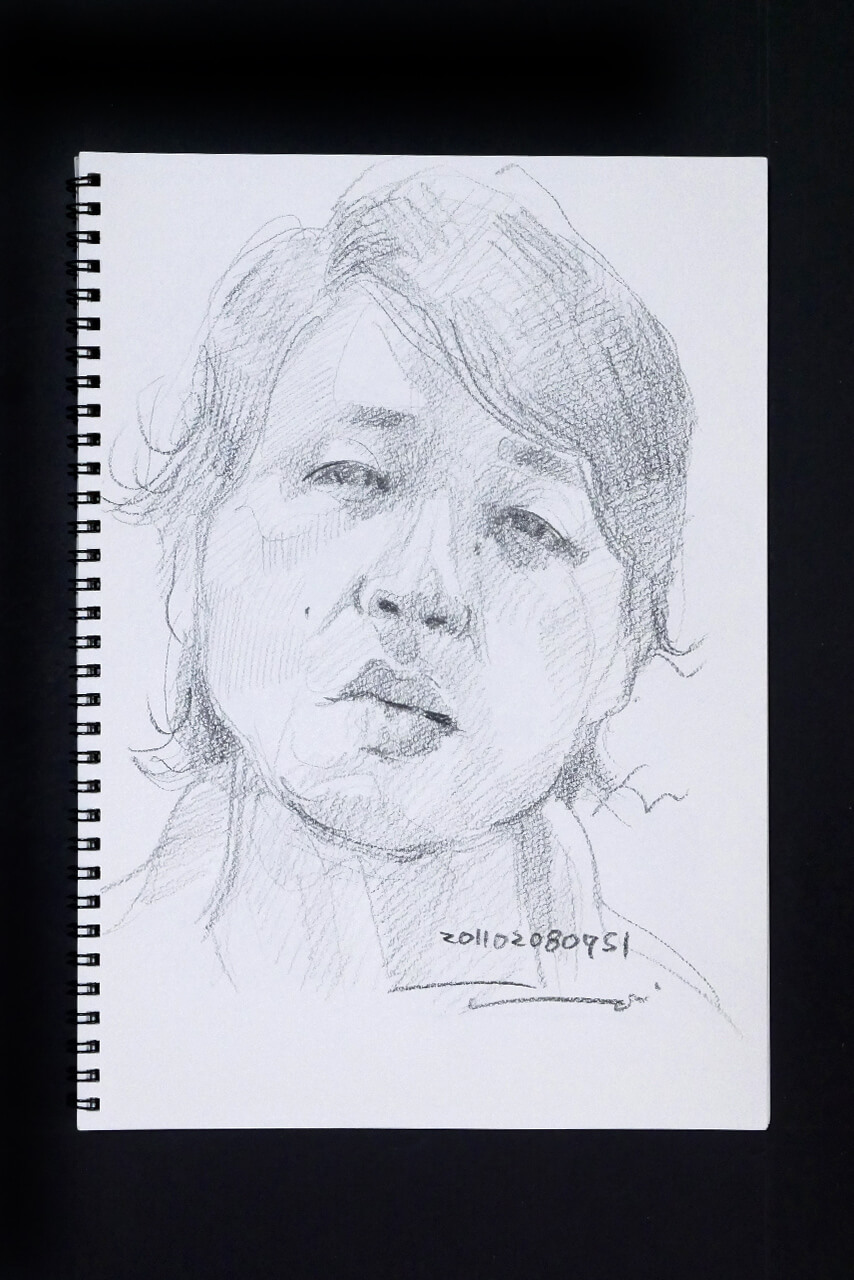 Contemporary artist SHINTAKU Tomoni's 2011/2/8 Self-portrait or pencil drawing