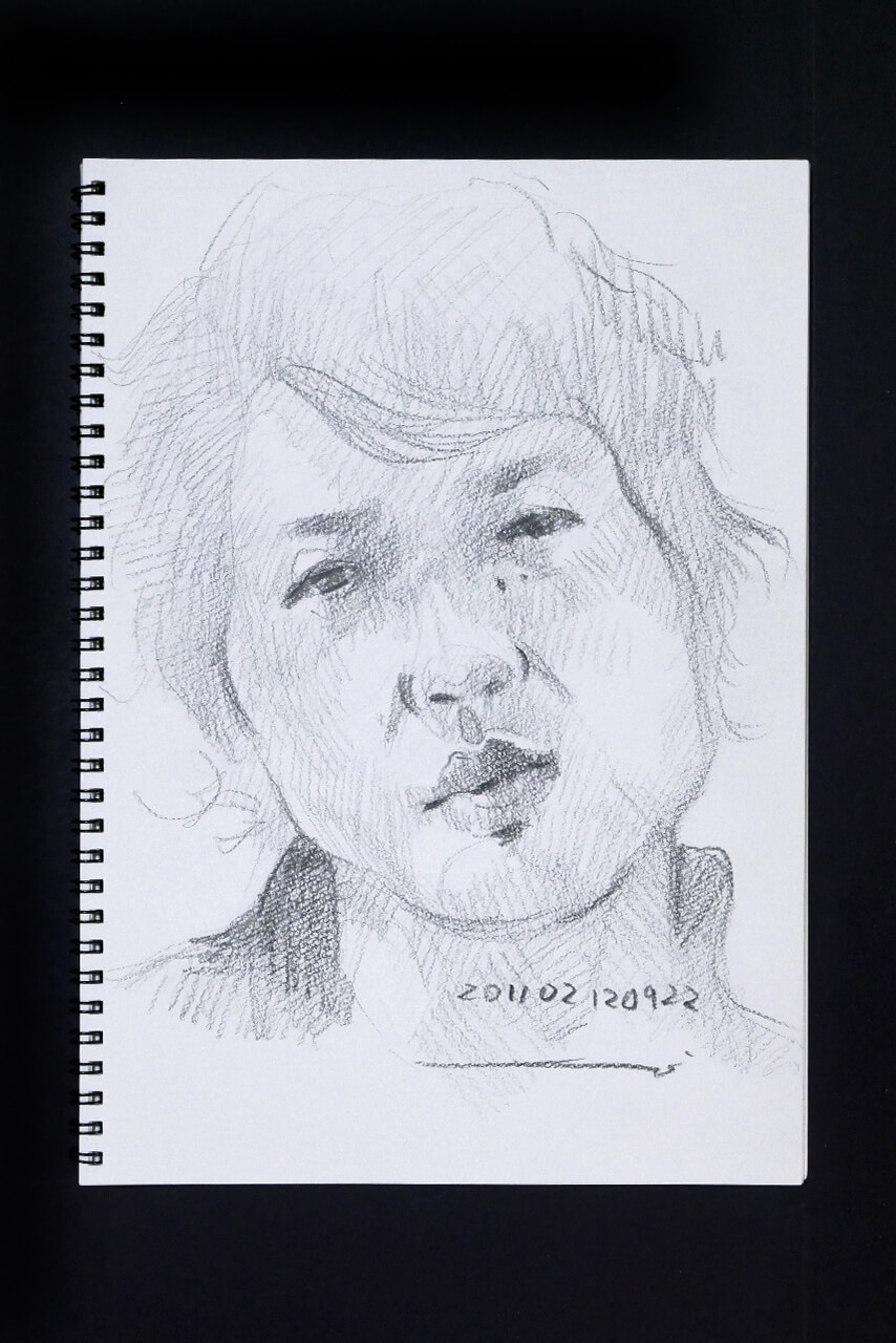 Contemporary artist SHINTAKU Tomoni's 2011/2/12 Self-portrait or pencil drawing