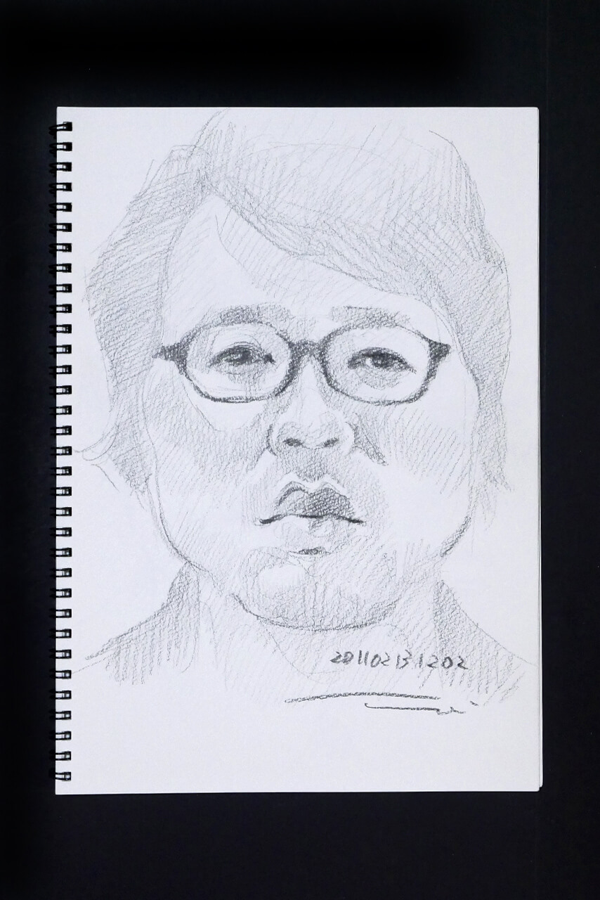 Contemporary artist SHINTAKU Tomoni's 2011/2/13 Self-portrait or pencil drawing