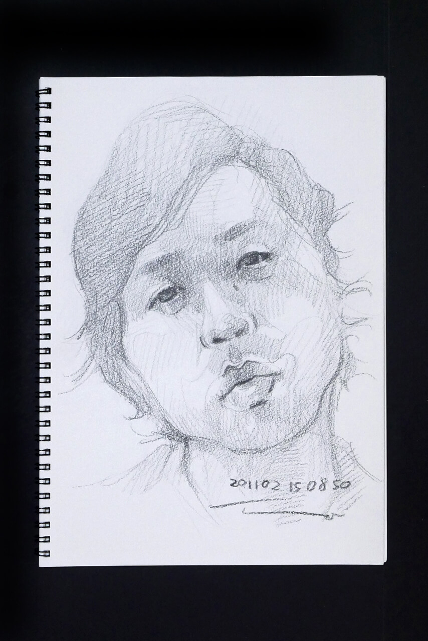 Contemporary artist SHINTAKU Tomoni's 2011/2/15 Self-portrait or pencil drawing