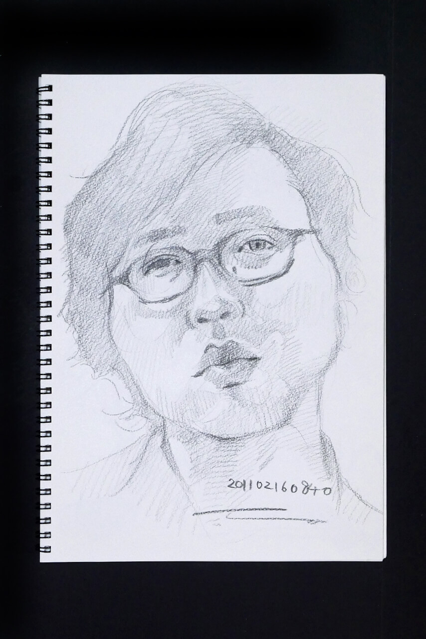 Contemporary artist SHINTAKU Tomoni's 2011/2/16 Self-portrait or pencil drawing