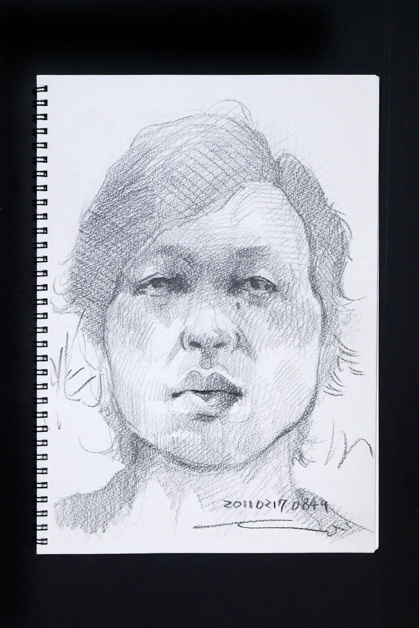 Contemporary artist SHINTAKU Tomoni's 2011/2/17 Self-portrait or pencil drawing