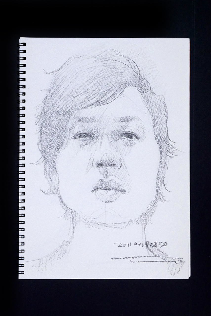 Contemporary artist SHINTAKU Tomoni's 2011/2/18 Self-portrait or pencil drawing