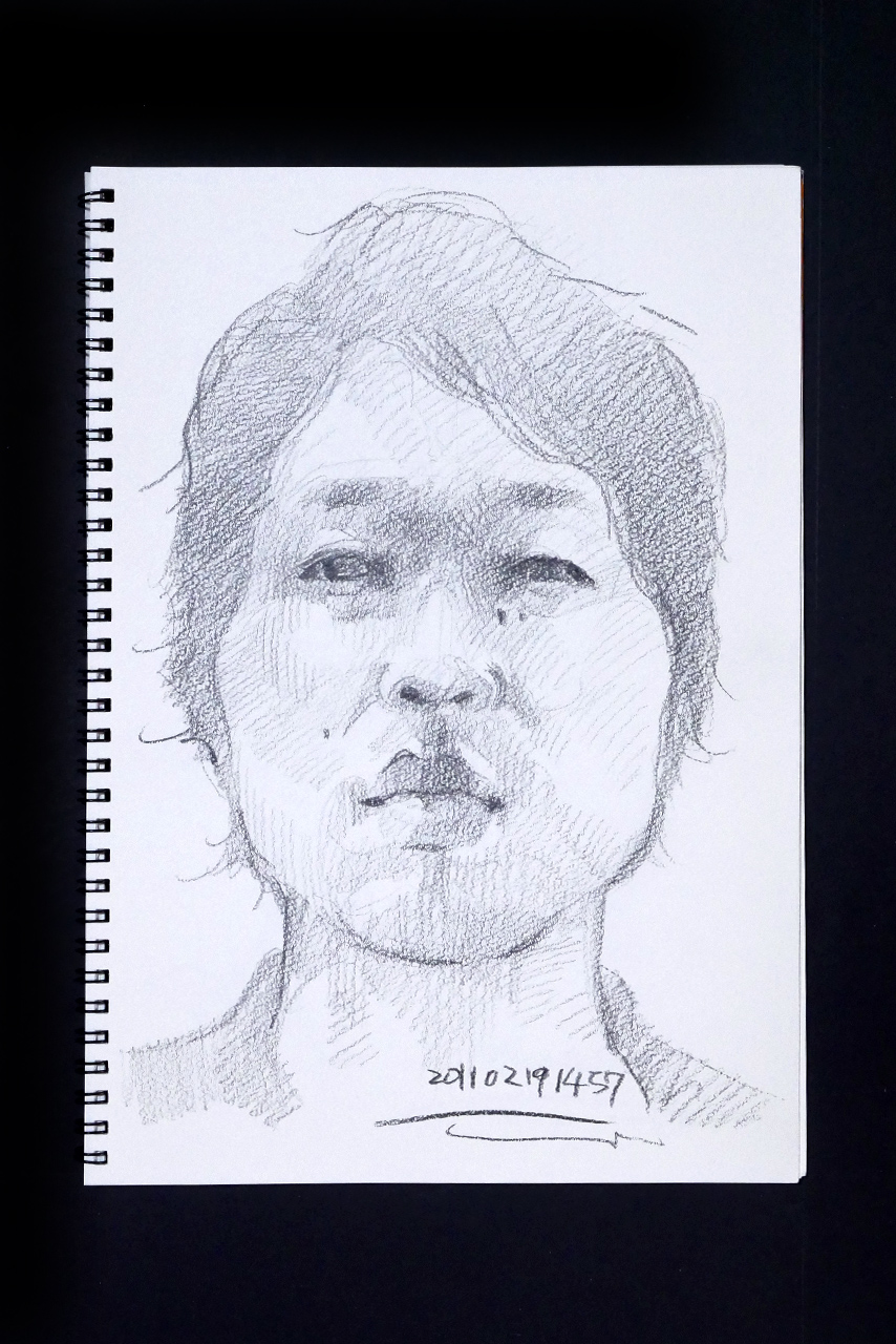Contemporary artist SHINTAKU Tomoni's 2011/2/19 Self-portrait or pencil drawing