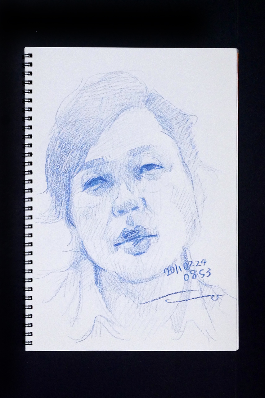 Contemporary artist SHINTAKU Tomoni's 2011/2/24 Self-portrait or pencil drawing