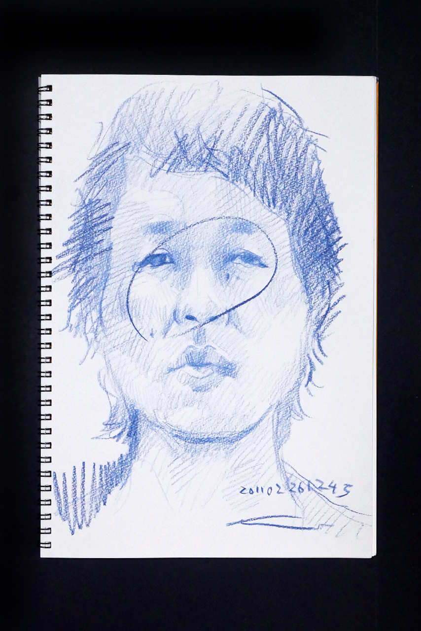 Contemporary artist SHINTAKU Tomoni's 2011/2/26 Self-portrait or pencil drawing