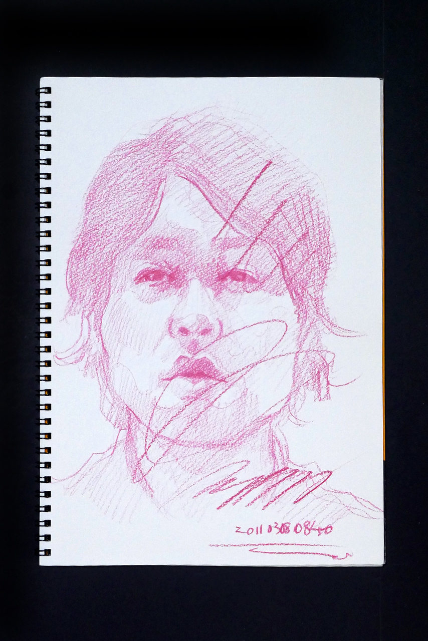 Contemporary artist SHINTAKU Tomoni's 2011/3/8 Self-portrait or pencil drawing