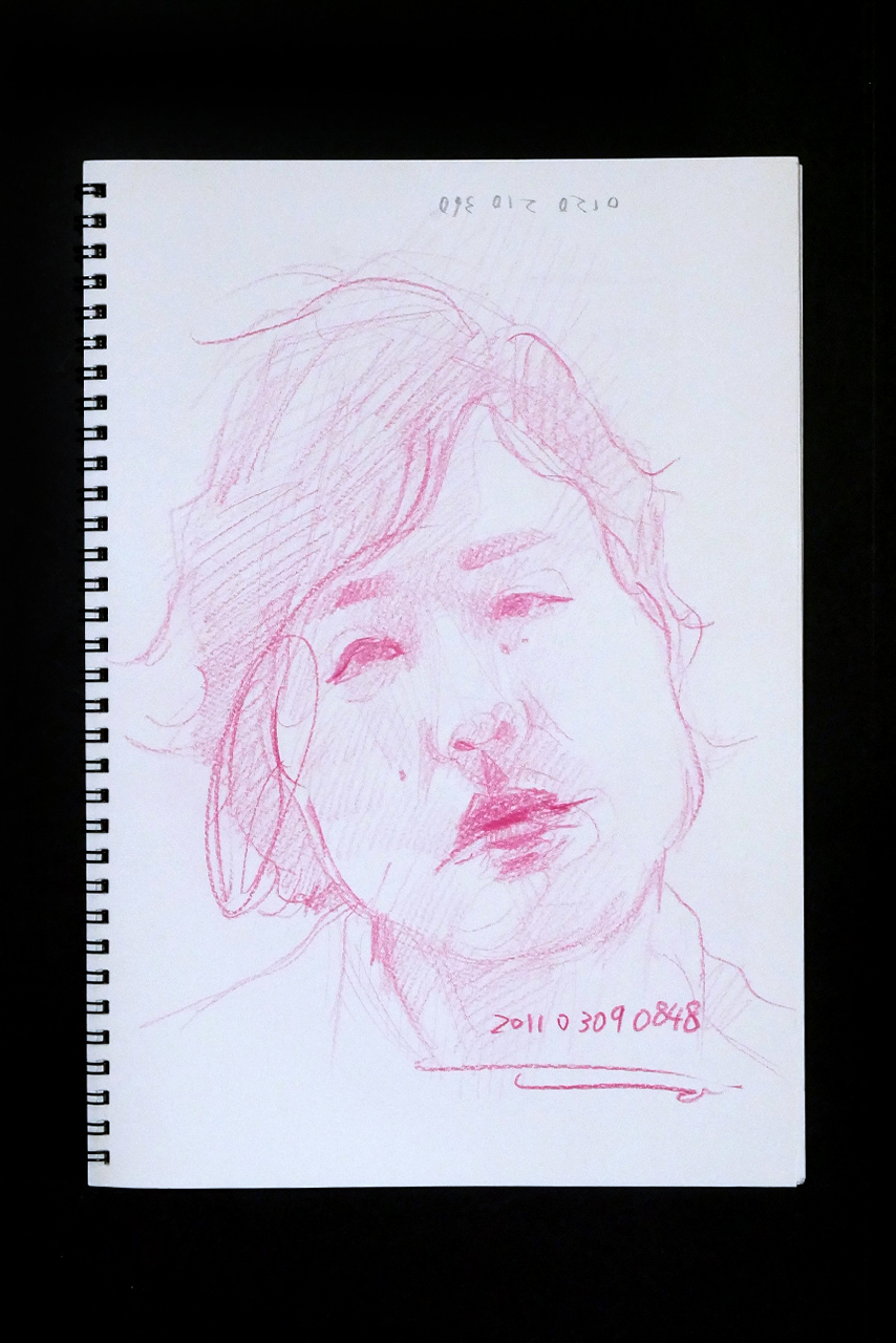 Contemporary artist SHINTAKU Tomoni's 2011/3/9 Self-portrait or pencil drawing
