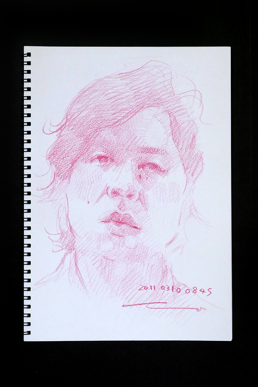 Contemporary artist SHINTAKU Tomoni's 2011/3/10 Self-portrait or pencil drawing