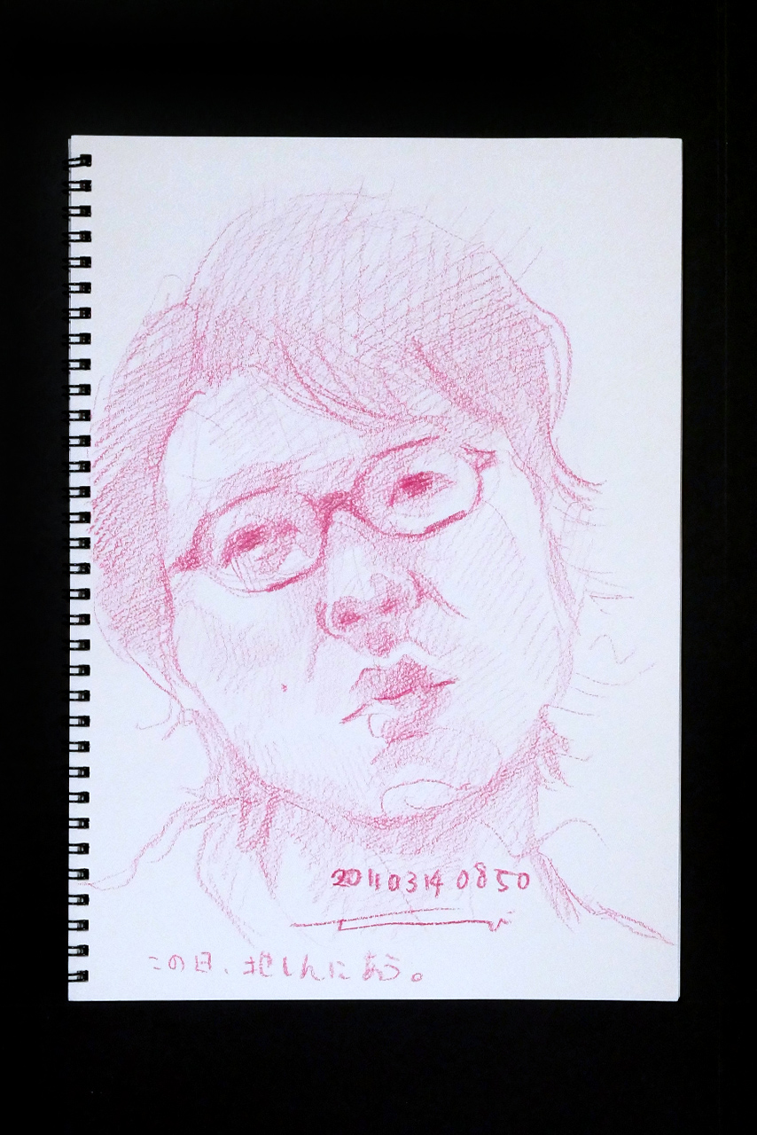 Contemporary artist SHINTAKU Tomoni's 2011/3/11 Self-portrait or pencil drawing