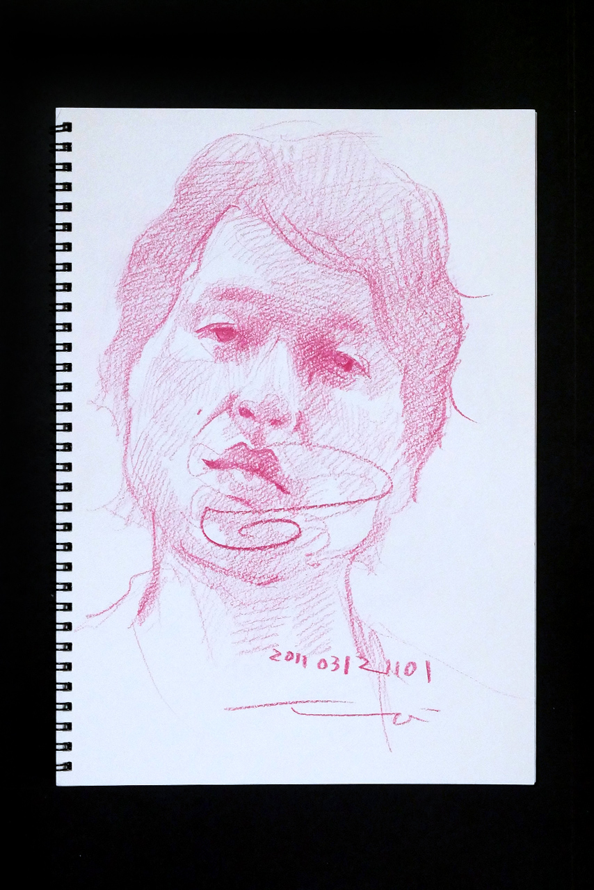 Contemporary artist SHINTAKU Tomoni's 2011/3/12 Self-portrait or pencil drawing