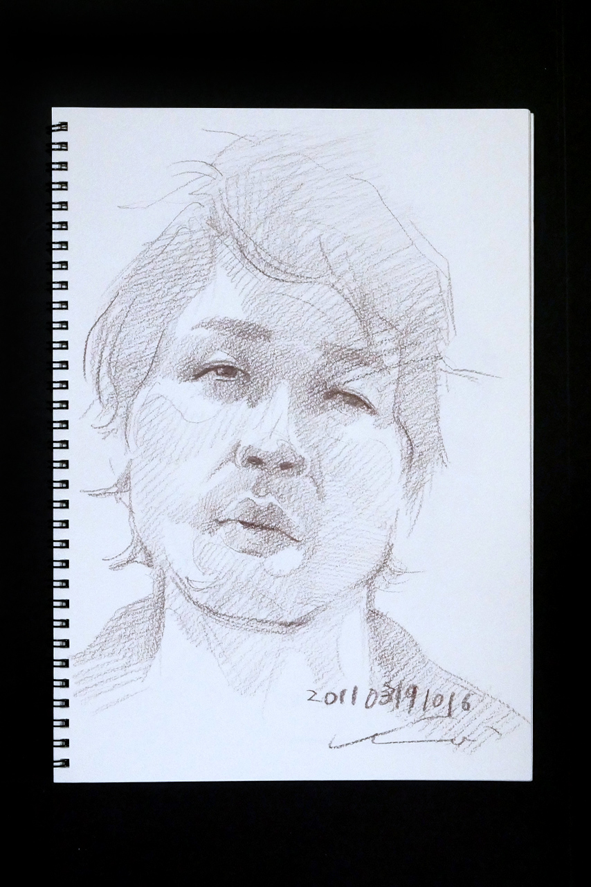 Contemporary artist SHINTAKU Tomoni's 2011/3/19 Self-portrait or pencil drawing