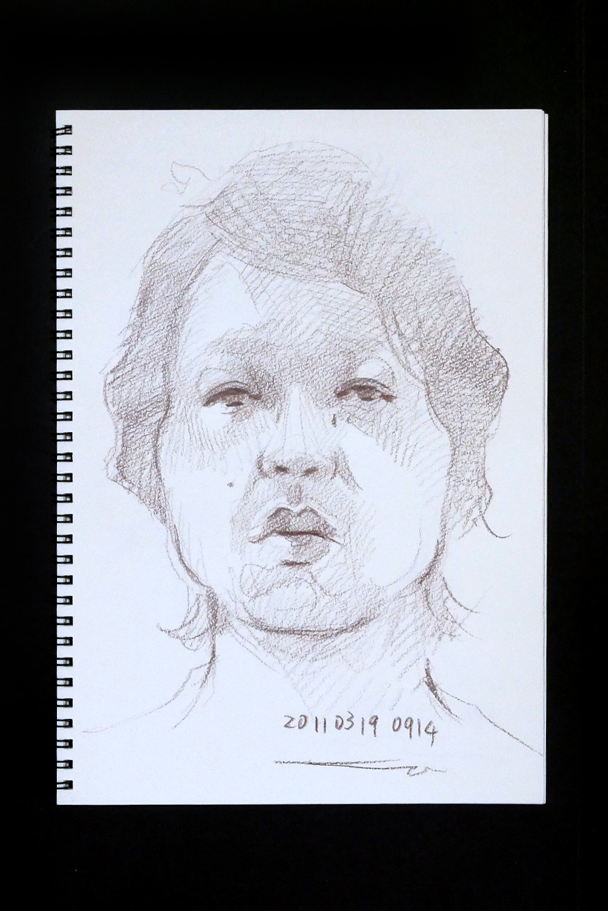 Contemporary artist SHINTAKU Tomoni's 2011/3/20 Self-portrait or pencil drawing