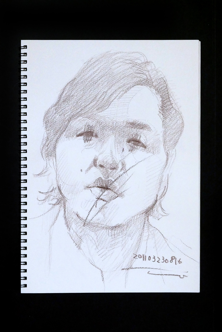 Contemporary artist SHINTAKU Tomoni's 2011/3/23 Self-portrait or pencil drawing