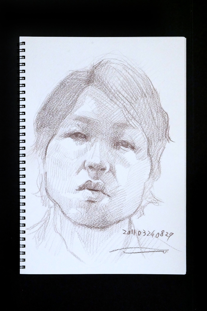 Contemporary artist SHINTAKU Tomoni's 2011/3/24 Self-portrait or pencil drawing