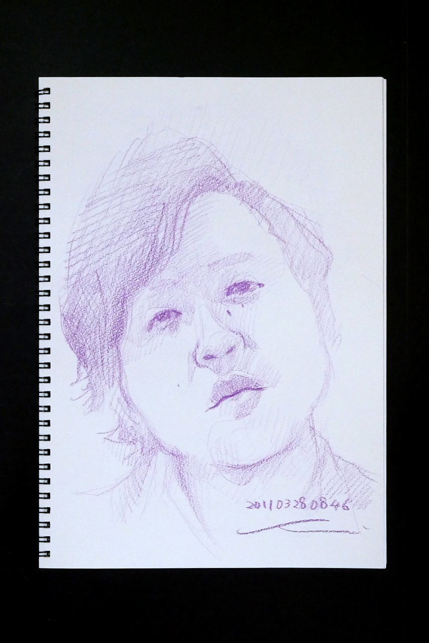 Contemporary artist SHINTAKU Tomoni's 2011/3/28 Self-portrait or pencil drawing