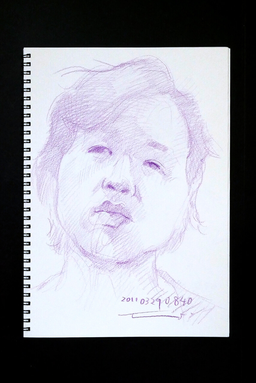 Contemporary artist SHINTAKU Tomoni's 2011/3/29 Self-portrait or pencil drawing