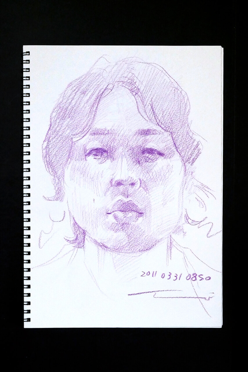 Contemporary artist SHINTAKU Tomoni's 2011/3/31 Self-portrait or pencil drawing