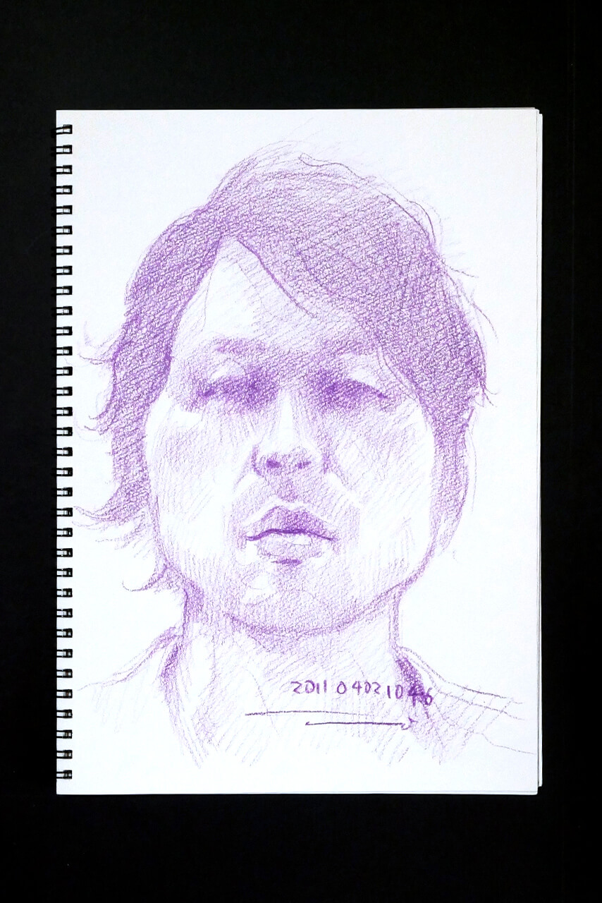 Contemporary artist SHINTAKU Tomoni's 2011/4/2 Self-portrait or pencil drawing