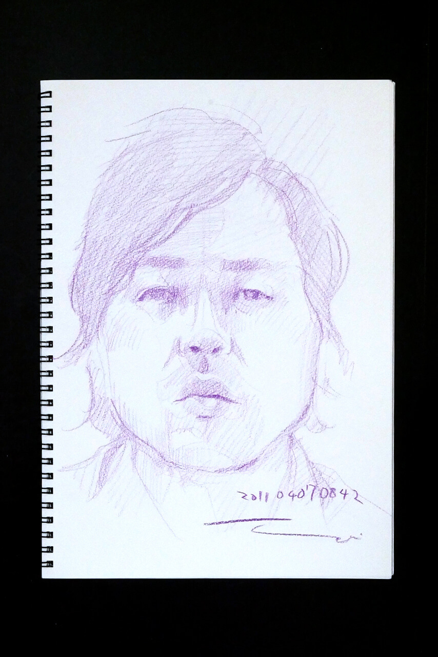 Contemporary artist SHINTAKU Tomoni's 2011/4/7 Self-portrait or pencil drawing