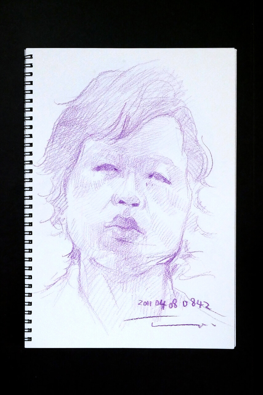 Contemporary artist SHINTAKU Tomoni's 2011/4/8 Self-portrait or pencil drawing