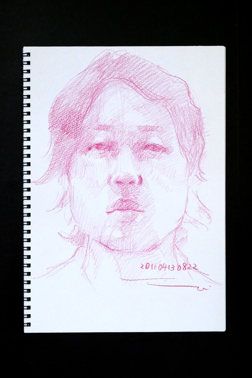 Contemporary artist SHINTAKU Tomoni's 2011/4/13 Self-portrait or pencil drawing