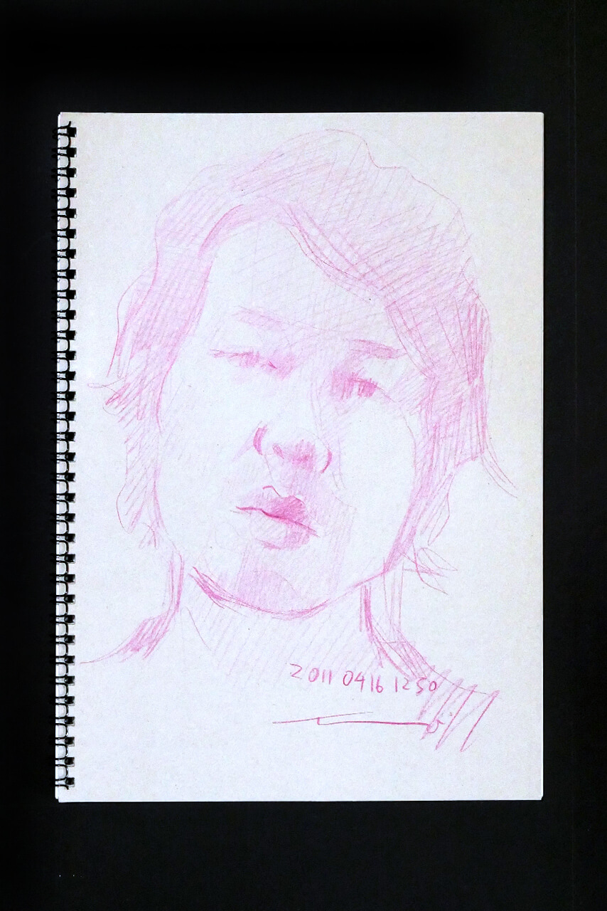 Contemporary artist SHINTAKU Tomoni's 2011/4/16 Self-portrait or pencil drawing