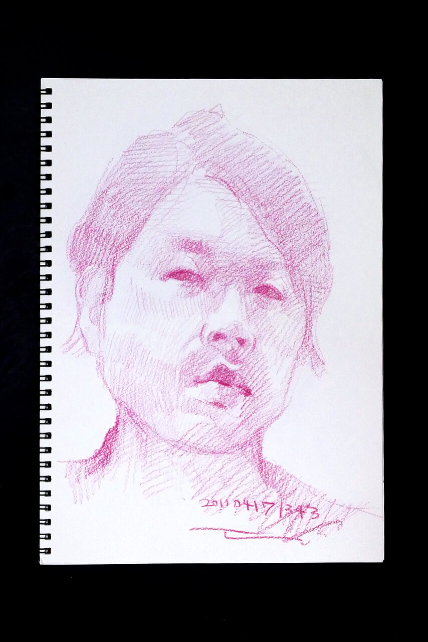 Contemporary artist SHINTAKU Tomoni's 2011/4/17 Self-portrait or pencil drawing