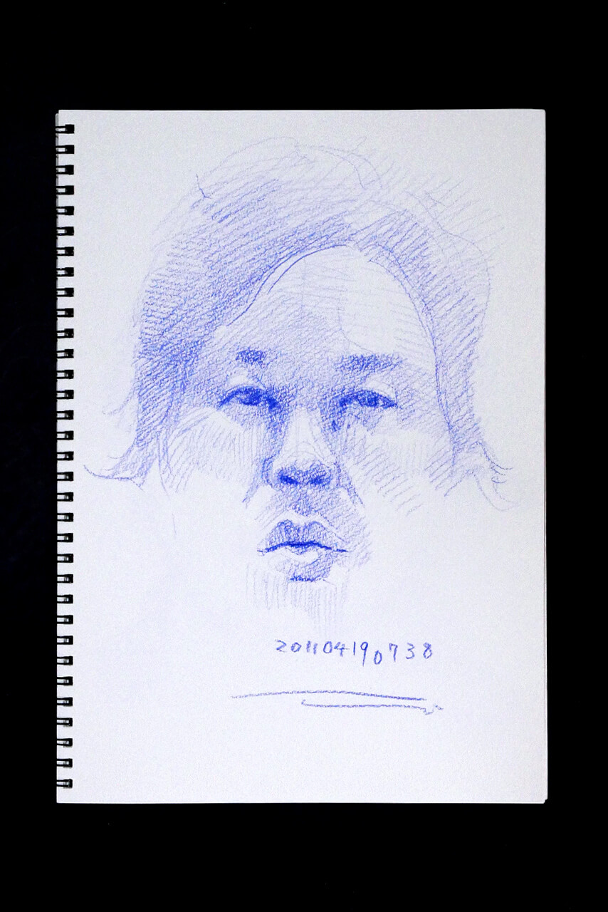 Contemporary artist SHINTAKU Tomoni's 2011/4/19 Self-portrait or pencil drawing