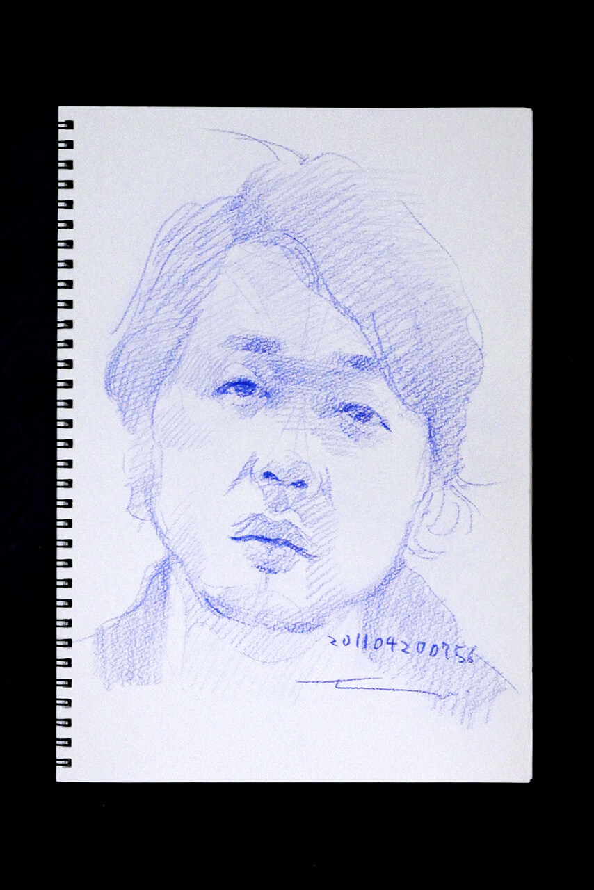 Contemporary artist SHINTAKU Tomoni's 2011/4/20 Self-portrait or pencil drawing
