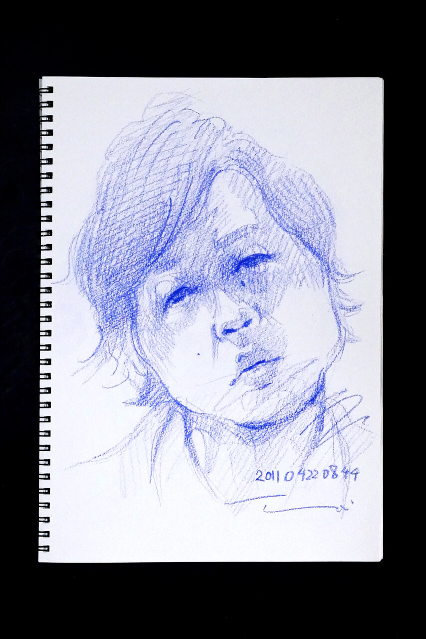 Contemporary artist SHINTAKU Tomoni's 2011/4/22 Self-portrait or pencil drawing