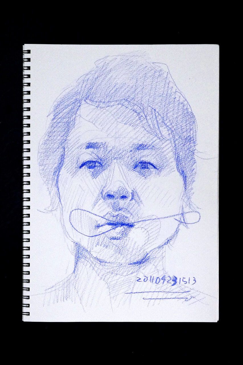 Contemporary artist SHINTAKU Tomoni's 2011/4/23 Self-portrait or pencil drawing