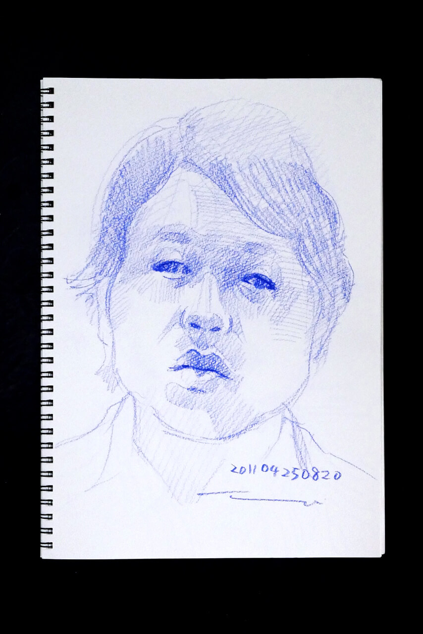 Contemporary artist SHINTAKU Tomoni's 2011/4/25 Self-portrait or pencil drawing