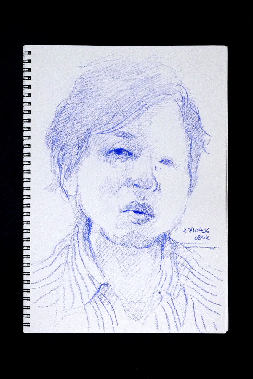 Contemporary artist SHINTAKU Tomoni's 2011/4/26 Self-portrait or pencil drawing