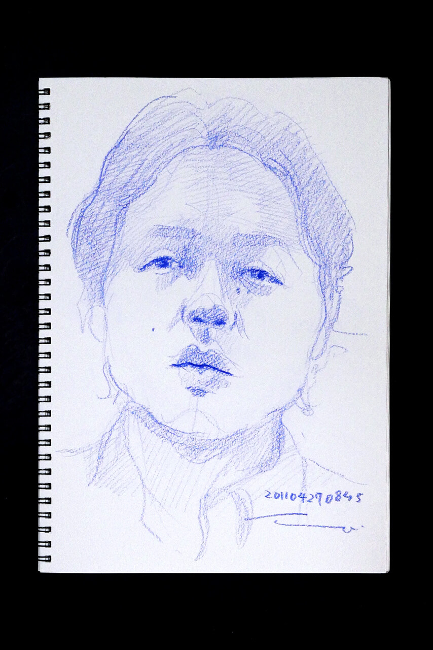 Contemporary artist SHINTAKU Tomoni's 2011/4/27 Self-portrait or pencil drawing