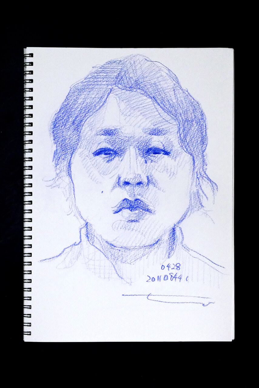 Contemporary artist SHINTAKU Tomoni's 2011/4/28 Self-portrait or pencil drawing