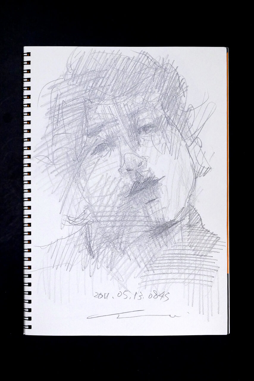 Contemporary artist SHINTAKU Tomoni's 2011/5/13 Self-portrait or pencil drawing