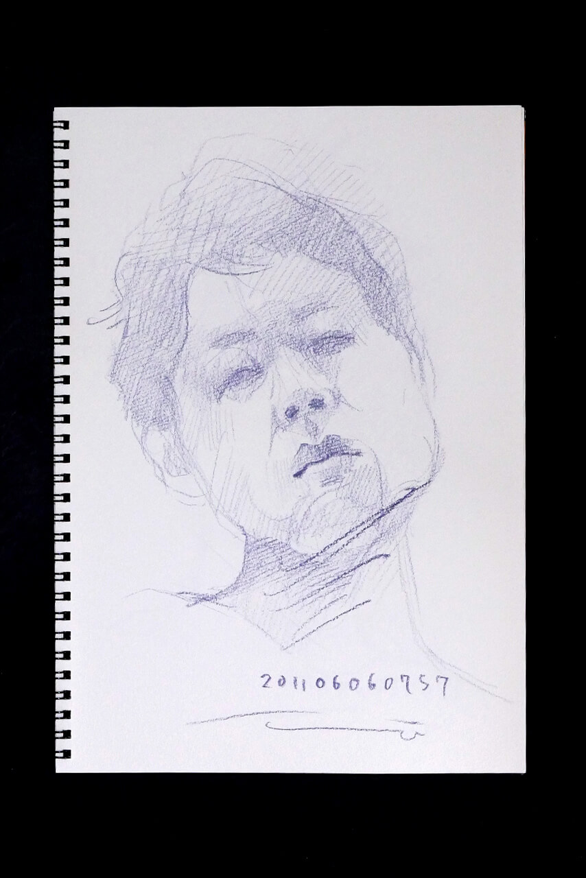 Contemporary artist SHINTAKU Tomoni's 2011/6/6 Self-portrait or pencil drawing