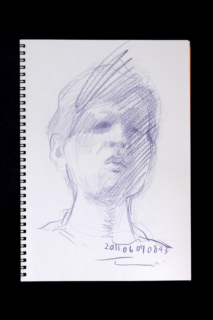 Contemporary artist SHINTAKU Tomoni's 2011/6/7 Self-portrait or pencil drawing
